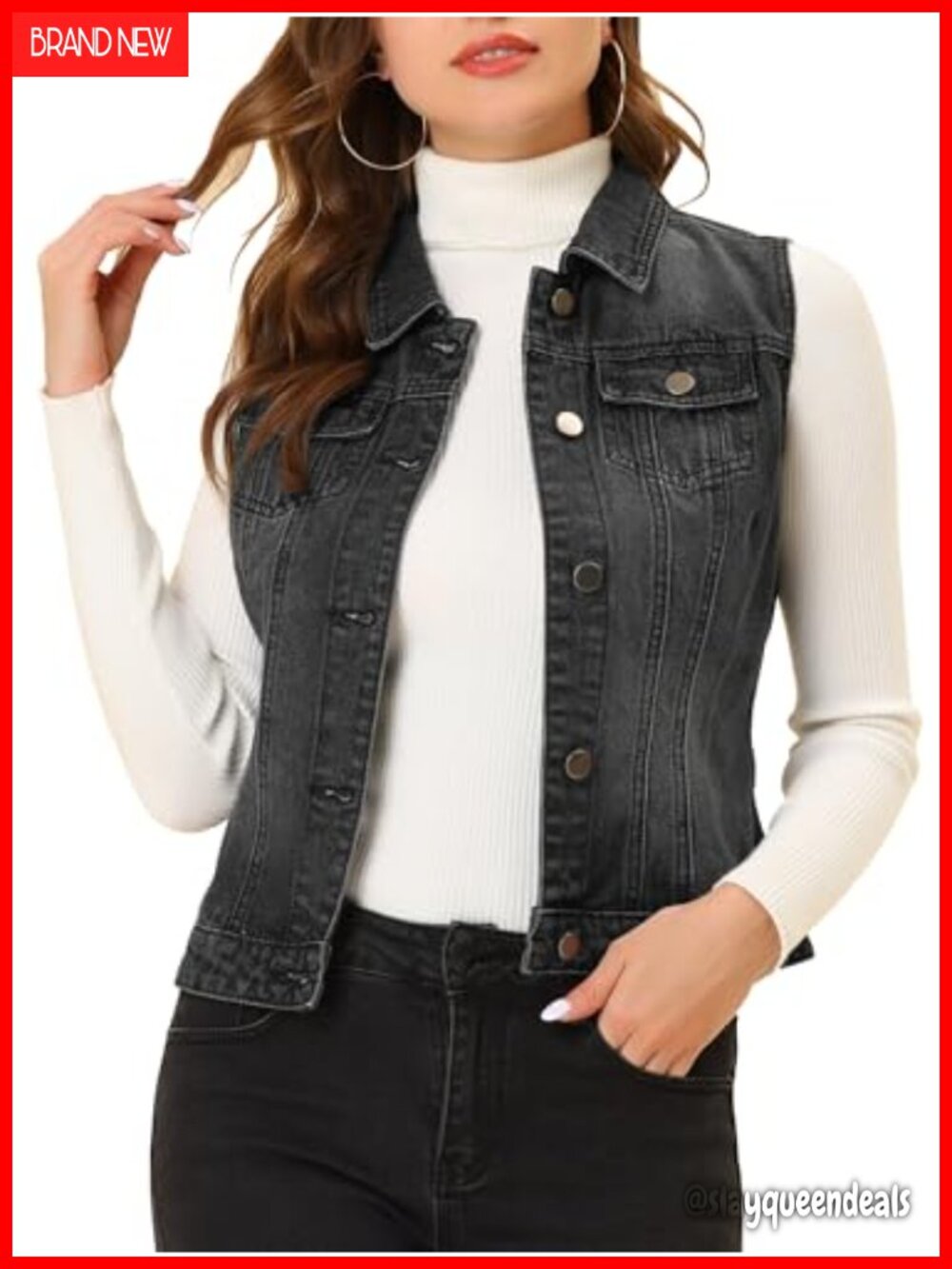 Washed Denim Vest Sleeveless Button Down Jean Jacket